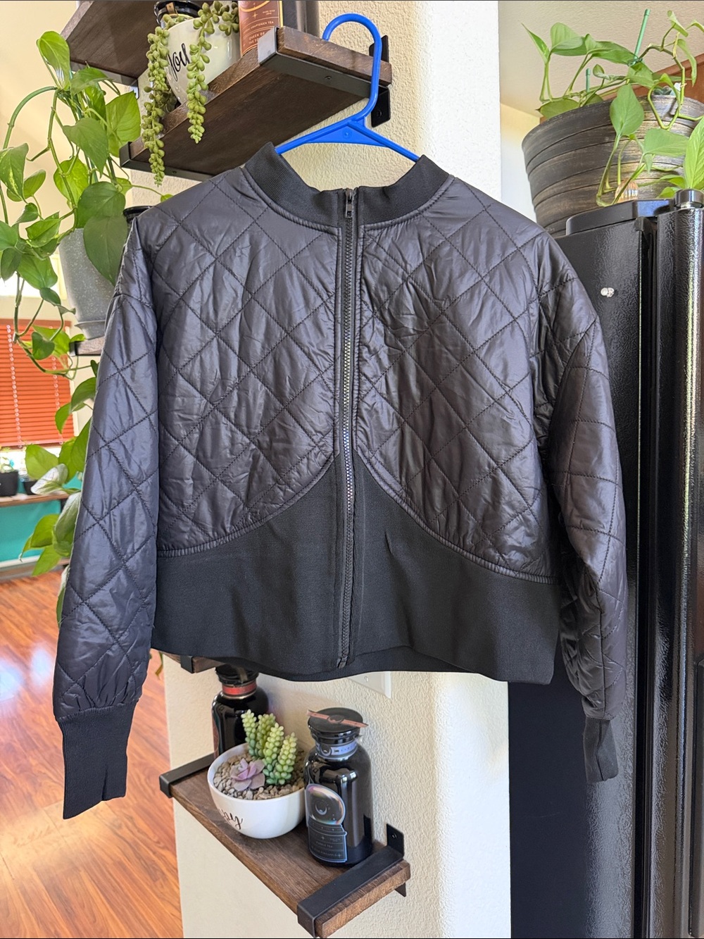 Women's Black Quilted Bomber Jacket - Lightweight Layering Coat